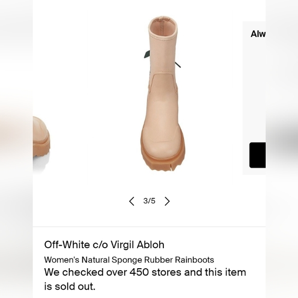 NWT Off-White c/o Virgil Abloh Sponge "For Rainy Days" Unisex Rainboots Natural - Picture 11 of 14